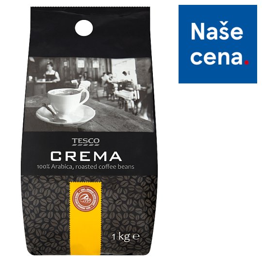 Tesco Crema pražená zrnková káva 100% Arabica 1kg