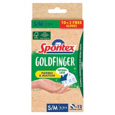 Spontex Goldfinger Disposable Natural Latex Gloves S/M 7-7 1/2 12 pcs