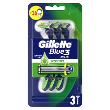 Gillette Blue3 Sensitive Men's Disposable Razors x3