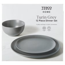 Tesco Home Turin Dinner Set Grey 12 pcs