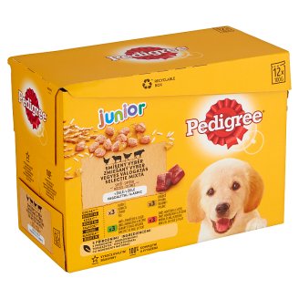 Pedigree Junior Kuřecí a krůtí maso ve šťávě kompletní krmivo pro rostoucí psy a štěňata 12 x 100g