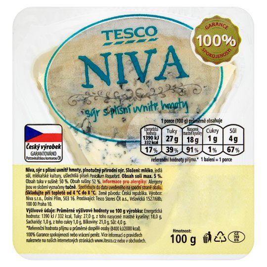 Tesco Niva sýr s plísní uvnitř hmoty 100g