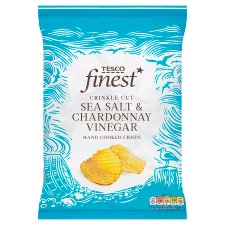 Tesco Finest Crinkle Cut Sea Salt & Chardonnay Vinegar Hand Cooked Crisps 150g