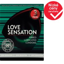 Love Sensation Condoms with Reservoir Ribbed 3 pcs