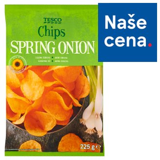 Tesco Smažené bramborové lupínky jarní cibulka 225g