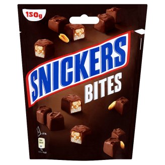 Snickers Bites mléčná čokoláda plněná nugátem, karamelem a praženými arašídy 150g