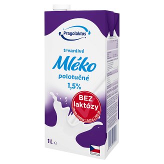 Pragolaktos Mléko s nízkým obsahem laktózy trvanlivé polotučné 1,5% 1l