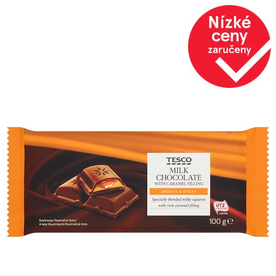Tesco Mléčná čokoláda s karamelovou náplní 100g