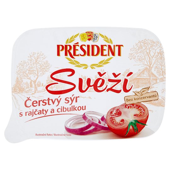 Président Svěží Čerstvý sýr s rajčaty a cibulkou 125g