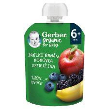 GERBER Organic kapsička jablko, banán, borůvka a ostružina 90g