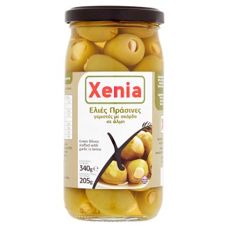 Xenia Zelené olivy plněné česnekem ve slaném nálevu 340g