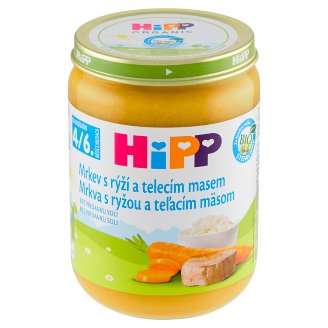 HiPP Bio mrkev s rýží a telecím masem 190g