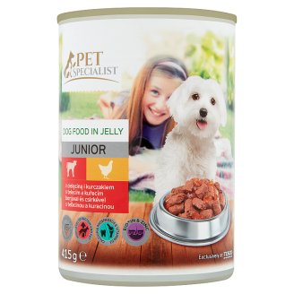 Tesco Pet Specialist Junior kousky s telecím a kuřecím v želé 415g