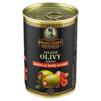 Kaiser Franz Josef Exclusive Zelené olivy plněné šunkou Serrano 300g