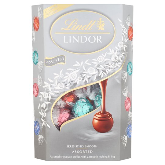 Lindt Lindor Směs mléčné a bílé čokolády s jahodami a kokosem 337g