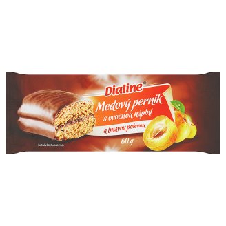 Dialine Medový perník s ovocnou náplní v tmavé polevě 60g