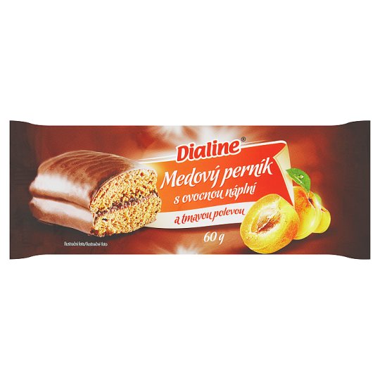 Dialine Medový perník s ovocnou náplní a tmavou polevou 60g