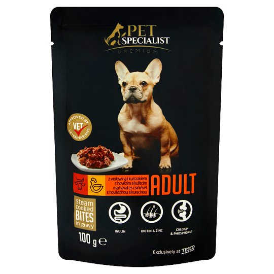 Tesco Pet Specialist Premium Adult kousky s hovězím a kuřecím v omáčce 100g