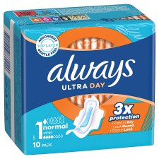 Always Ultra Day Sanitary Towels Normal (Size 1) Wings x 10 Pads