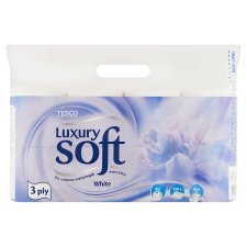 Tesco Luxury Soft White Toilet Paper 3 Ply 8 pcs