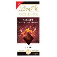 Lindt Excellence Dark Chocolate Crispy Wafer and Caramel 100g