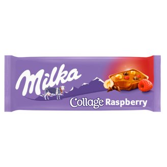 Milka Collage s kakaovou náplní, mléčnou čokoládou a malinami 93g