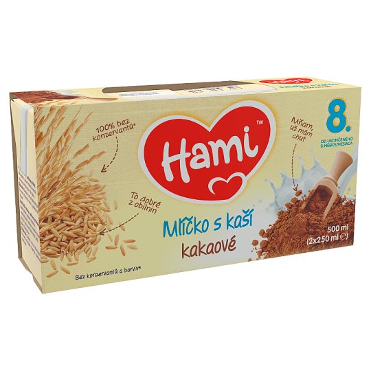 Hami mlíčko s kaší kakaové od uk. 8. měsíce 2 x 250ml