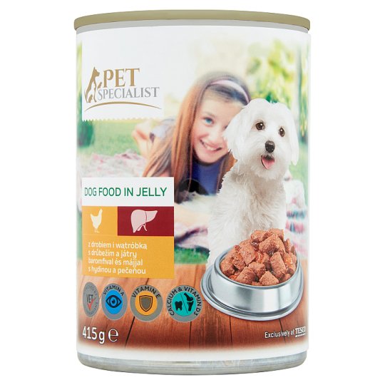 Tesco Pet Specialist Kousky s drůbežím a játry v želé 415g