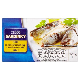 Tesco Sardinky ve slunečnicovém oleji 120g