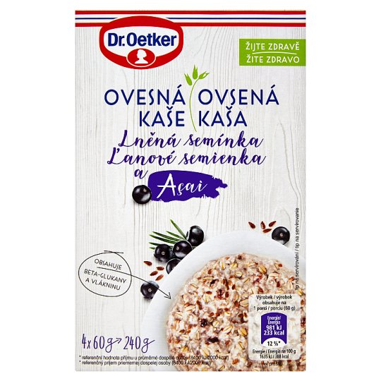 Dr. Oetker Ovesná kaše lněná semínka a acai 240g