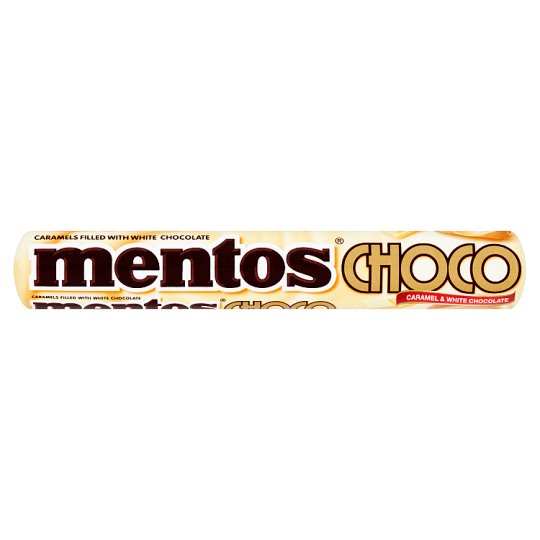 Mentos Choco karamelové žvýkací bonbóny s náplní z bílé čokolády 38g