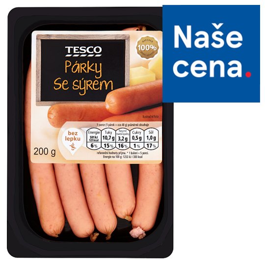 Tesco Párky se sýrem 200g