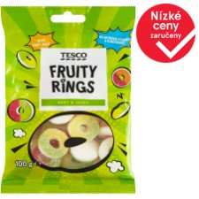 Tesco Fruity Rings želé s ovocnými příchutěmi s kyselou cukrovou posypkou 100g