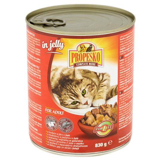Propesko Kousky s hovězím a játry v želé 830g
