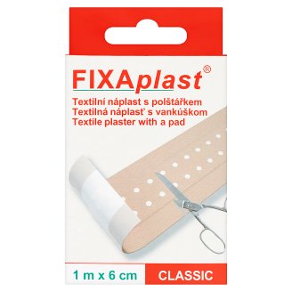 Fixaplast Classic textilní náplast s polštářkem 1 m x 6 cm