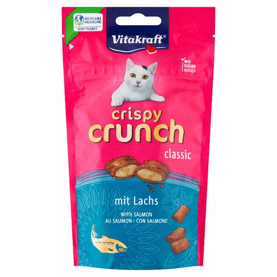 Vitakraft Crispy Crunch s lososem doplňkové krmivo pro kočky 60g