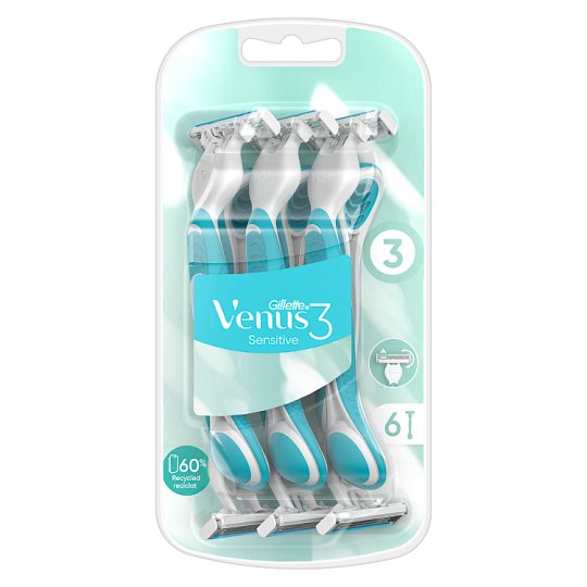 Gillette Venus 3 Sensitive Disposable Razors, Pack Of 6