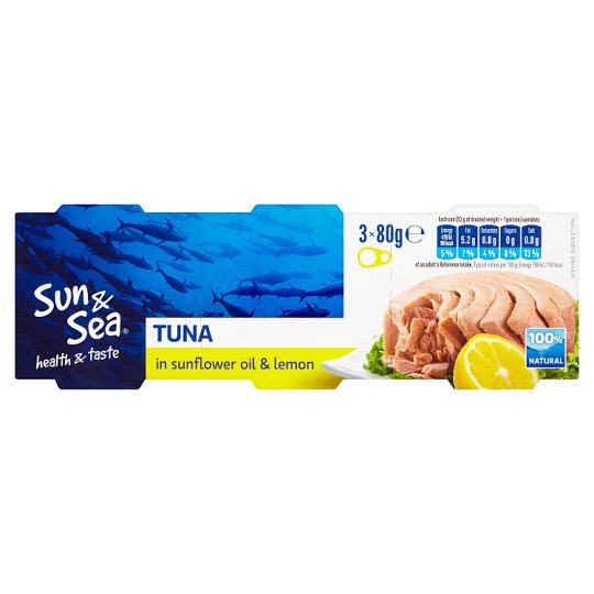 Sun & Sea Tuna in Sunflower Oil & Lemon 3 x 80g