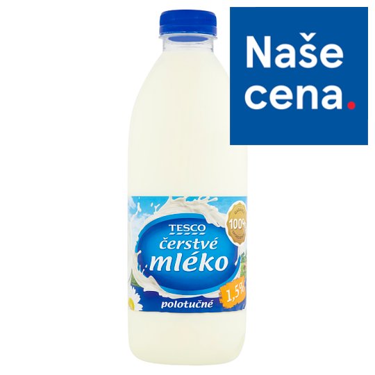 Tesco Čerstvé mléko polotučné 1,5% 1l