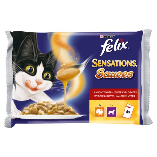 FELIX Sensations Sauces s krůtou v omáčce, s jehněčím v omáčce 4 x 100g
