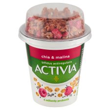 Activia probiotický jogurt bílý a granola s chia a malinami 155g