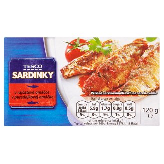 Tesco Sardinky v rajčatové omáčce 120g