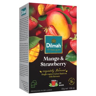 Dilmah Cejlonský černý pravý čaj s příchutí jahody a manga 20 sáčků 30g