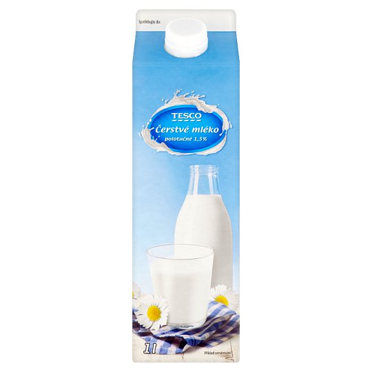 Tesco Čerstvé mléko polotučné 1,5% 1l