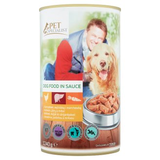Tesco Pet Specialist Kousky s kuřecím, játry a mrkví v omáčce 1240g