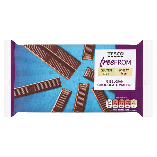 Tesco Free From Oplatkové tyčinky v belgické mléčné čokoládě bez lepku 107g