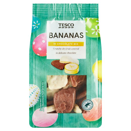 Tesco Banana Chips in White and Milk Chocolate 100g
