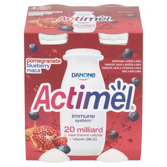 Danone Actimel Jogurtové mléko s borůvkama, granátovým jablkem a maca 4 x 100g
