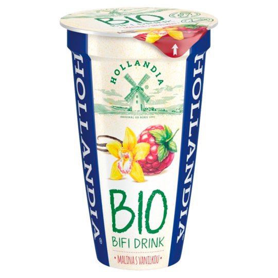 Hollandia Bio BiFi drink malina s vanilkou 230g