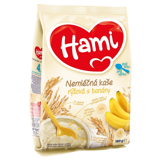 Hami nemléčná kaše rýžová s banány první lžička 180g